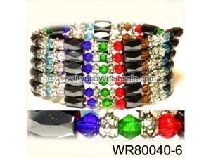 36inch Multi-Colored Glass ,Alloy,Magnetic Wrap Bracelet Necklace All in One Set